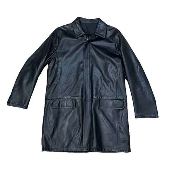 Vintage Tom James Reversible Jacket Leather/Nylon Men’s Size Large-Overcoat - Picture 3 of 14